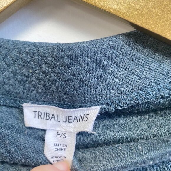 Tribal Jeans Teal Mock Turtleneck Sweatshirt - Picture 4 of 9